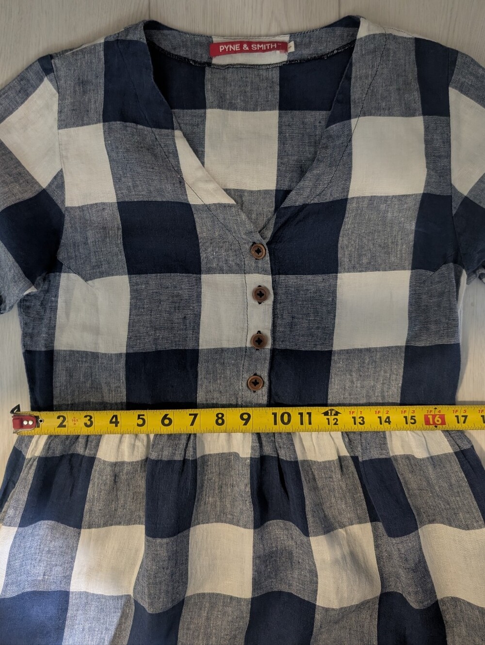 Pyne & Smith Blue & White Check European Linen Maxi Dress -S- - Picture 9 of 11